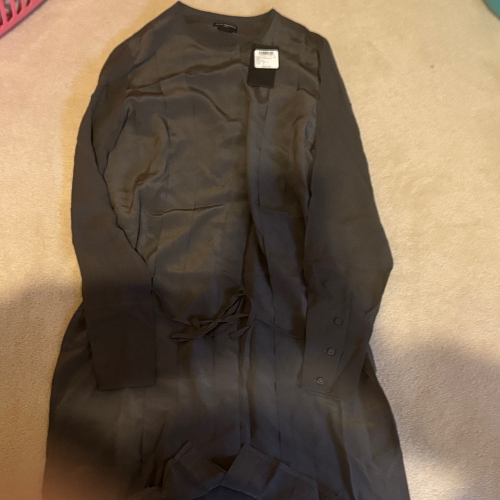 Club Monaco Brown Silk Shirt Robe